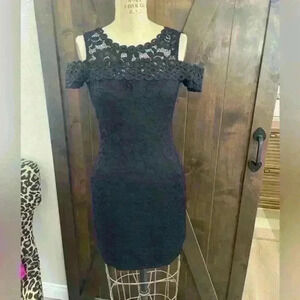 Ambiance Blk Lace Cocktail Dress, Size S